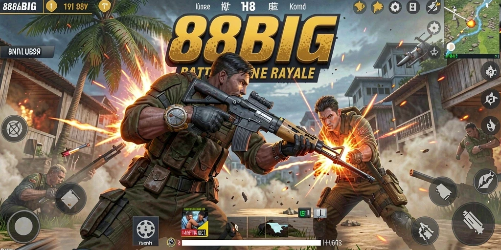 Tangkapan layar menunjukkan aksi intens dalam gameplay Battle Royale.