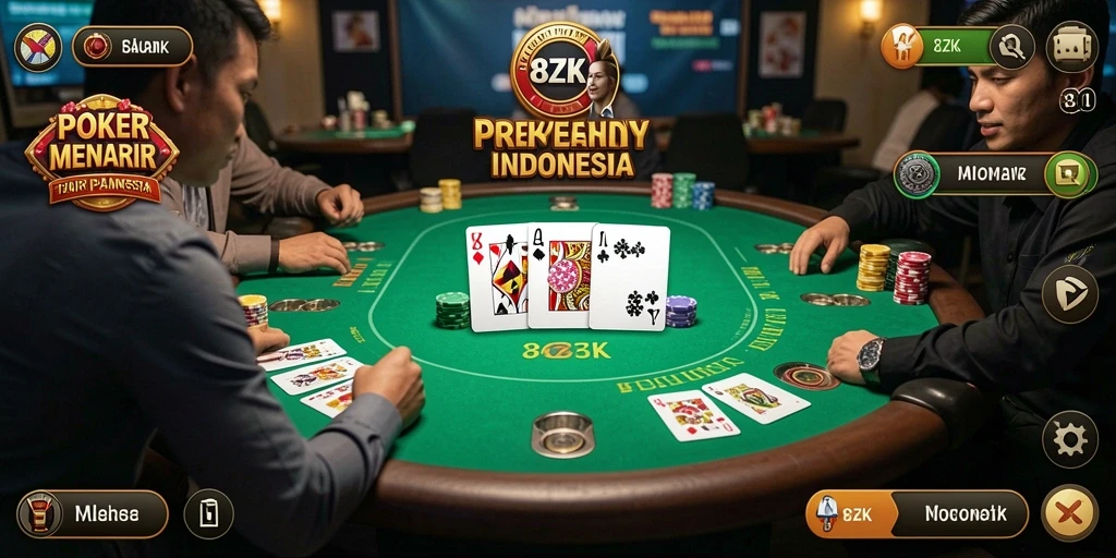 Tampilan gameplay yang mendebarkan di 8ZK saat bermain Poker.
