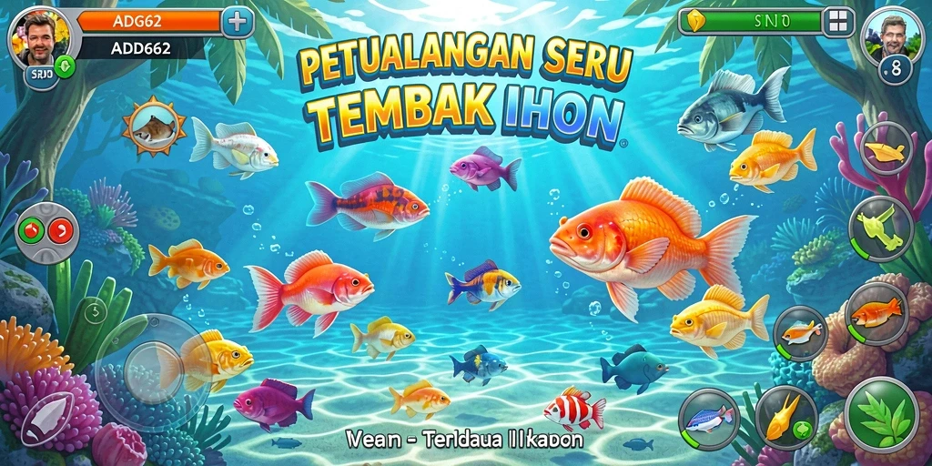 Gameplay seru ADG62 saat menangkap ikan dengan berbagai senjata.