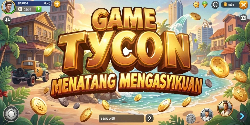 Tampilan menarik permainan Tycoon dengan manajemen bisnis yang seru.