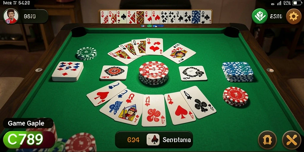 Screenshot C789 menampilkan gameplay Gaple yang seru dan interaktif.