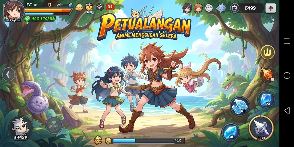 Tampilan gameplay seru dalam dunia Anime yang memukau.
