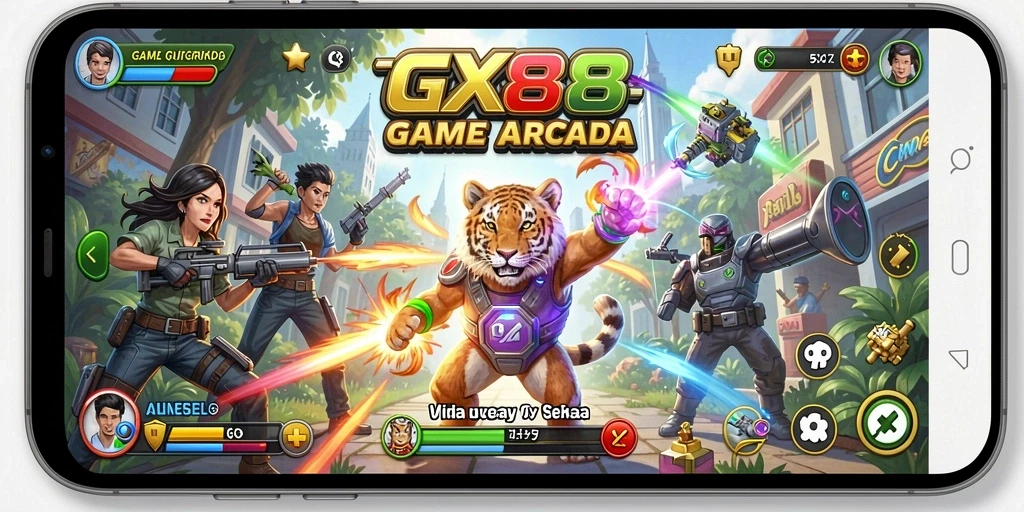 Screenshot gameplay GX88 yang menunjukkan aksi seru di level arcade.