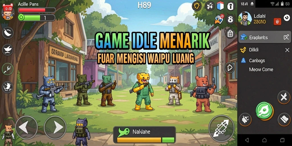 Gameplay H89 yang menampilkan pengumpulan sumber daya secara otomatis.