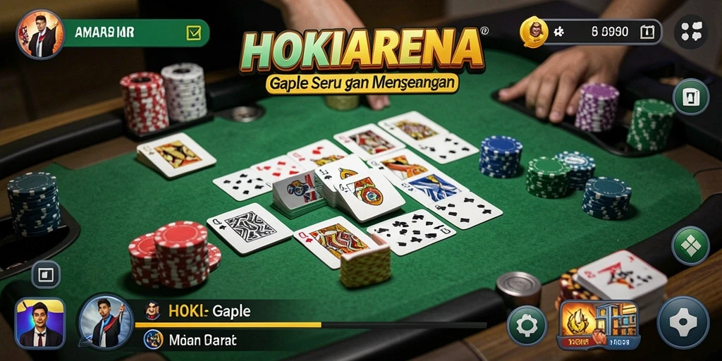 Screenshot gameplay HOKIARENA menampilkan keseruan bermain Gaple.