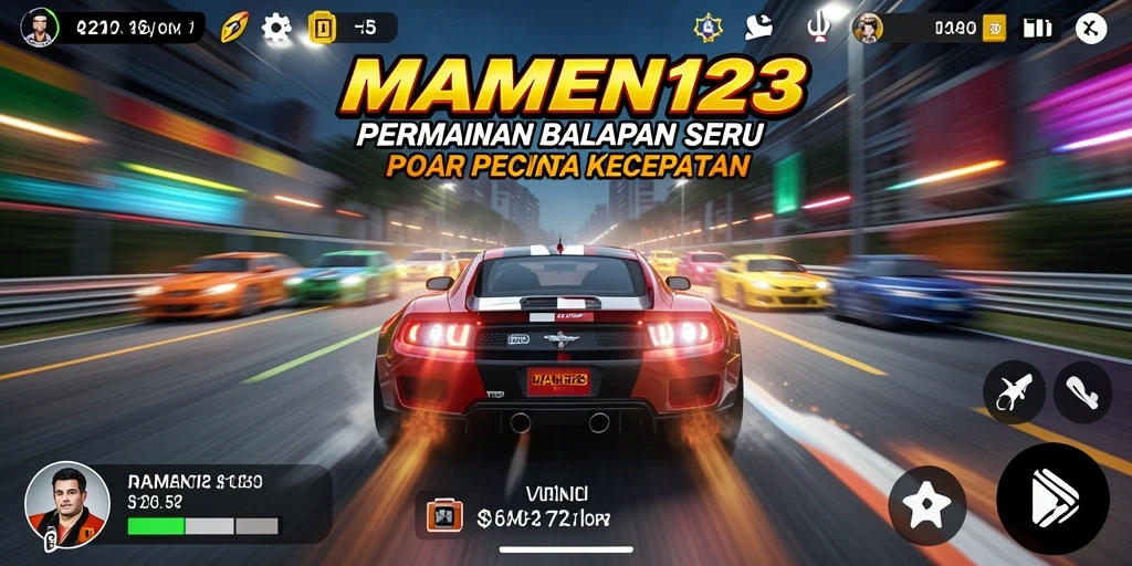 Tampilan gameplay MAMEN123 dengan aksi balapan yang mendebarkan.