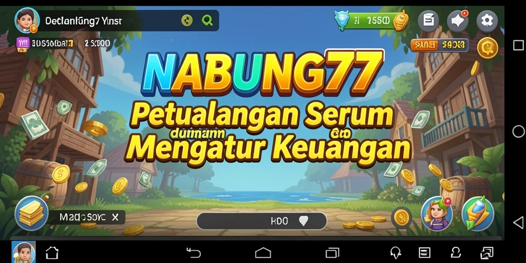 Screenshot gameplay seru NABUNG77 menampilkan petualangan keuangan yang mendidik.