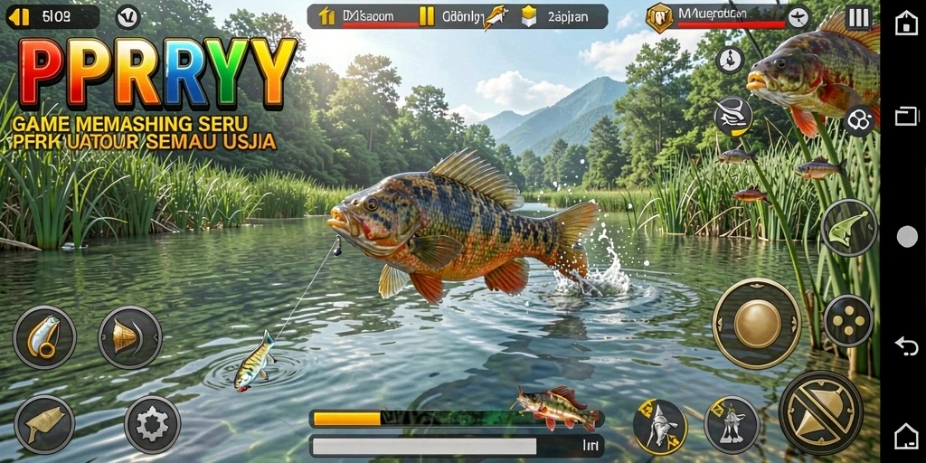 Tampilan gameplay PPRRYY yang menampilkan pengalaman memancing yang seru.