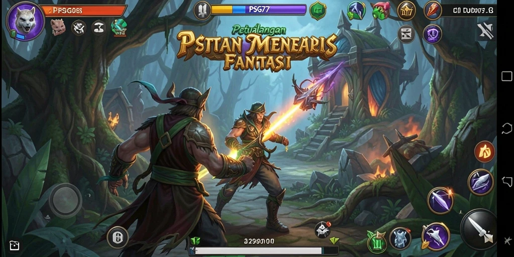 Tampilan gameplay epik dari PSG77 di dunia petualangan fantastis.