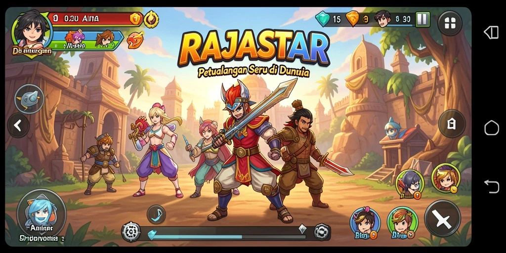 Tampilan gameplay RAJASTAR yang memukau dan penuh aksi.