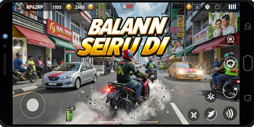 Tampilan gameplay balapan seru di RP62RP dengan mobil yang bertenaga.