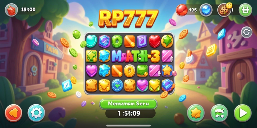Tangkapan layar gameplay seru RP777 dengan menariknya permainan Match-3.
