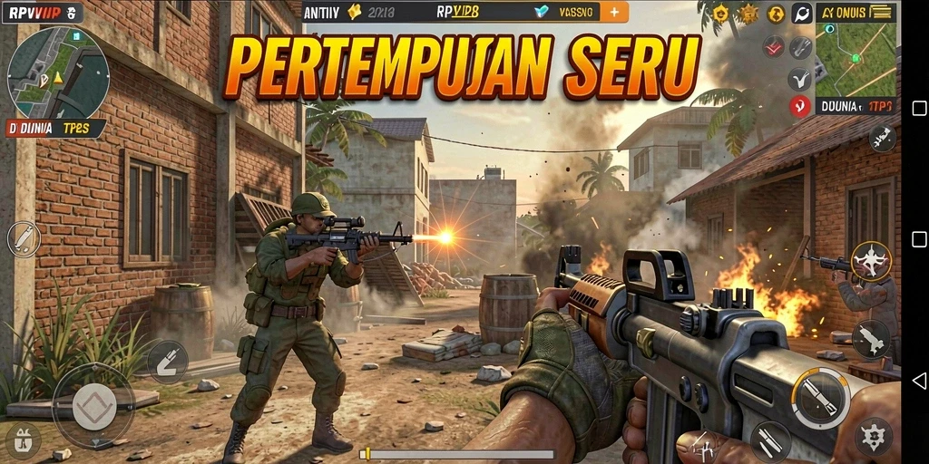 Tampilan gameplay RPVIP8 dengan aksi tembak-menembak yang mendebarkan.