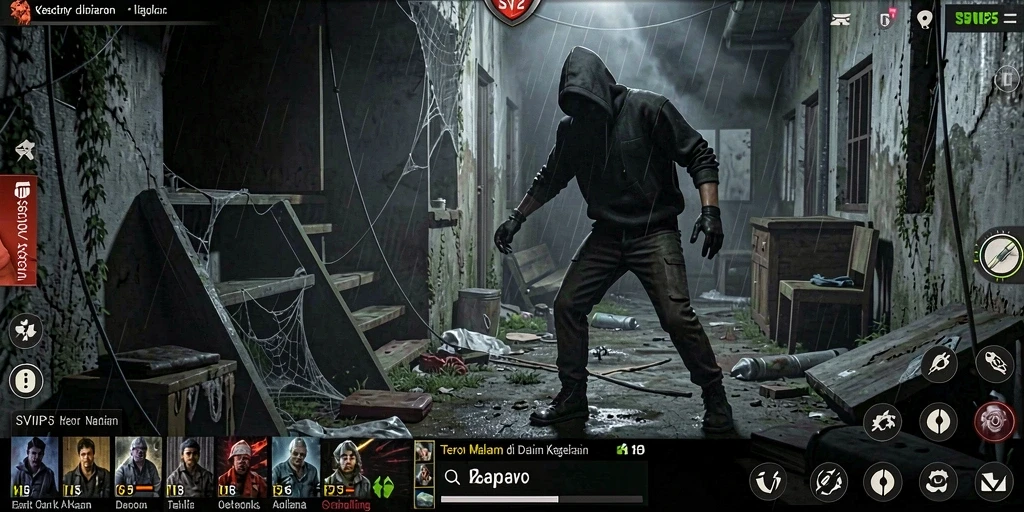 Screenshot gameplay <strong>SVIP5</strong> yang memperlihatkan suasana horor yang mencekam.