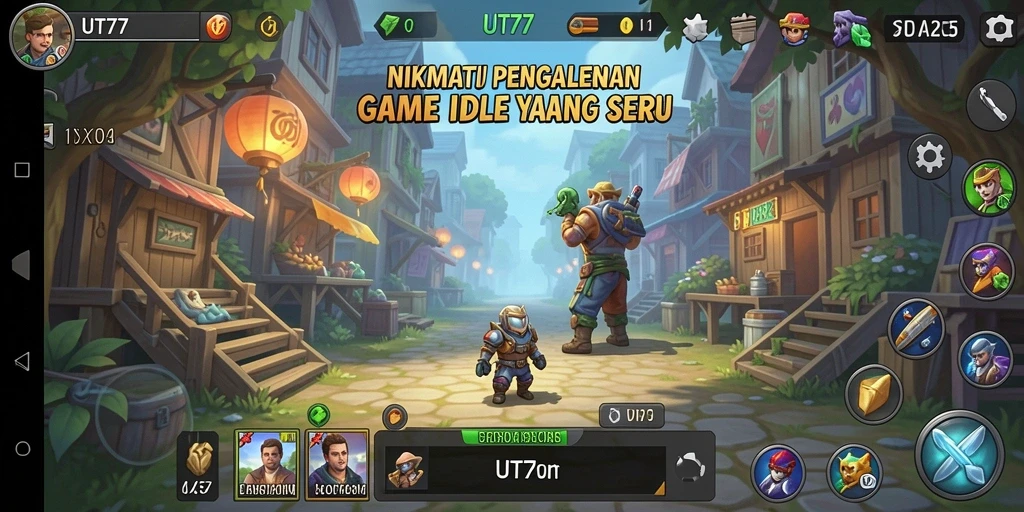 Tampilan gameplay UT77 dengan elemen Idle yang menarik dan menantang.