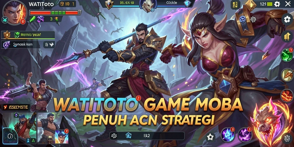 Tangkapan layar WATITOTO menampilkan pertarungan seru antar tim MOBA.